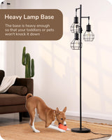 EDISHINE Dimmable Farmhouse Floor Lamp, Industrial Standing Lamp for Living Room, 3 LED Edison Bulbs Included, Black Corner Rustic Tall Tree Reading Lamps Home Decor for Bedroom, Office EDISHINE