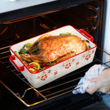 Peohud Set of 3 Casserole Dishes for Oven, Porcelain Baking Dishes with Handle, Large Rectangular Lasagna Pans, Ceramic Bakeware Set for Cooking, Kitchen, Cake Dinner, Banquet and Daily Use Peohud