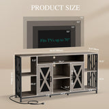 YITAHOME 33.5'' Tall TV Stands for Living Room, TV Entertainment Center with LED Light, TV Stand for TVs up to 70 Inch, Tall TV Console Cabinet with Power Outlets, Grey YITAHOME