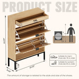 Brafab Shoe Storage Cabinet with 2 Flip Drawers&1 Small Drawer, Slim Entryway Shoe Organizer with Sun Pattern Doors for Sneakers,Light Beige Brafab