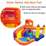 HuaKastro Inflatable Bounce House Water Slide – Backyard Water Park for Kids with Slide, Pool (Ball Pit), and Bucket Dump for Outdoor/Indoor Play, Perfect for Summer Fun (Blower Included) HuaKastro