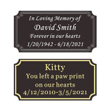 Size: 2" H x 4" W, Custom Elegant Metal Engraved Plate, Personalized Black Solid Brass or Stainless Steel Laser Engraved Name Plates with Adhesive Backing or Screw, Silver or Gold Etched Letters SINYUDUN