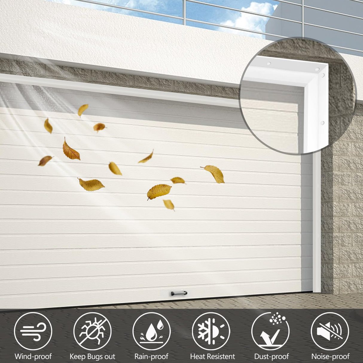 Gaahing Garage Door Top and Sides Seal Strip, Universal Weather Stripping, Self-Adhesive Weatherproofing Molding Trim with 40 Sets of Screws (White, 32.8 FT) Gaahing