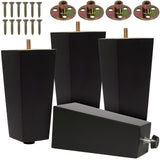 CODIN (5 Sizes: 3"-4"-5"-6"-8" Set of 4 Wood Furniture Legs - Square Sofa Legs, Couch Leg - Brown Mid-Century Modern Replacement Legs for Armchair Recliner Coffee Table Dresser (4, 6") CODIN