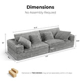 LIKIMIO Boneless Sectional Cloud Couch for Living Room, 112" Oversized Loveseat Modern Sofa with Comfy Cushions, 34" Extra Deep Seat, No Assembly Required, Plush Corduroy Upholstery, Grey LIKIMIO