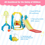 NYEEKOY 6 in 1 Toddler Slide and Swing Playset Indoor Outdoor Freestanding Playground Kids Slide Climber Swing Set with Basketball Hoop for Kids Age 3-12, Backyards Slide for Baby Nyeekoy