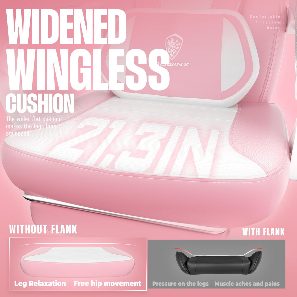 Dowinx Gaming Chair with Footrest, Big and Tall Gaming Chair for Heavy People, Computer/PC Gamer Chair for Adult with Massage (Pink) Dowinx