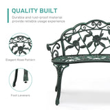 Outvita Outdoor Bench, 38" Cast Aluminum Garden Bench Anti-Rust Weather Resistant Patio Bench Rose Pattern Bench for Front Porch, Backyard, Lawn Outvita