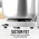 OVENTE Electric Kitchen Stand Mixer with 3.5-Quart Removable Stainless Steel Mixing Bowl, 5 Speed Control, 250-Watt Power, 2 Blender Attachment Egg Beater Whisk & Dough Hook White SM680W OVENTE