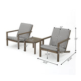 Christopher Knight Home Leah Outdoor Acacia Wood Chat Set with Water Resistant Cushions, 3-Pcs Set, Grey Finish / Grey Christopher Knight Home