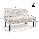 Giantex Armless Loveseat Sofa Modern Sofa Chair Couch Wood Living Room Leisure Fabric Furniture (Letter-Design) Giantex