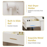 Vanity Desk with LED Lights Mirror & Power Outlet, Small Makeup Vanity Table Set with Storage Drawers & Chair, 3 Lighting Modes & Adjustable Brightness, Dressing Table for Women Girls Bedroom, White Xixini