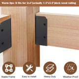 Sumnacon Deck Railing Bracket Connectors 24 pcs Stainless Steel Railing Bracket for 2''x4'' Wood Post Sturdy Railing Connectors with Screws for Fence Black Railing Bracket Kit for Deck Project Sumnacon