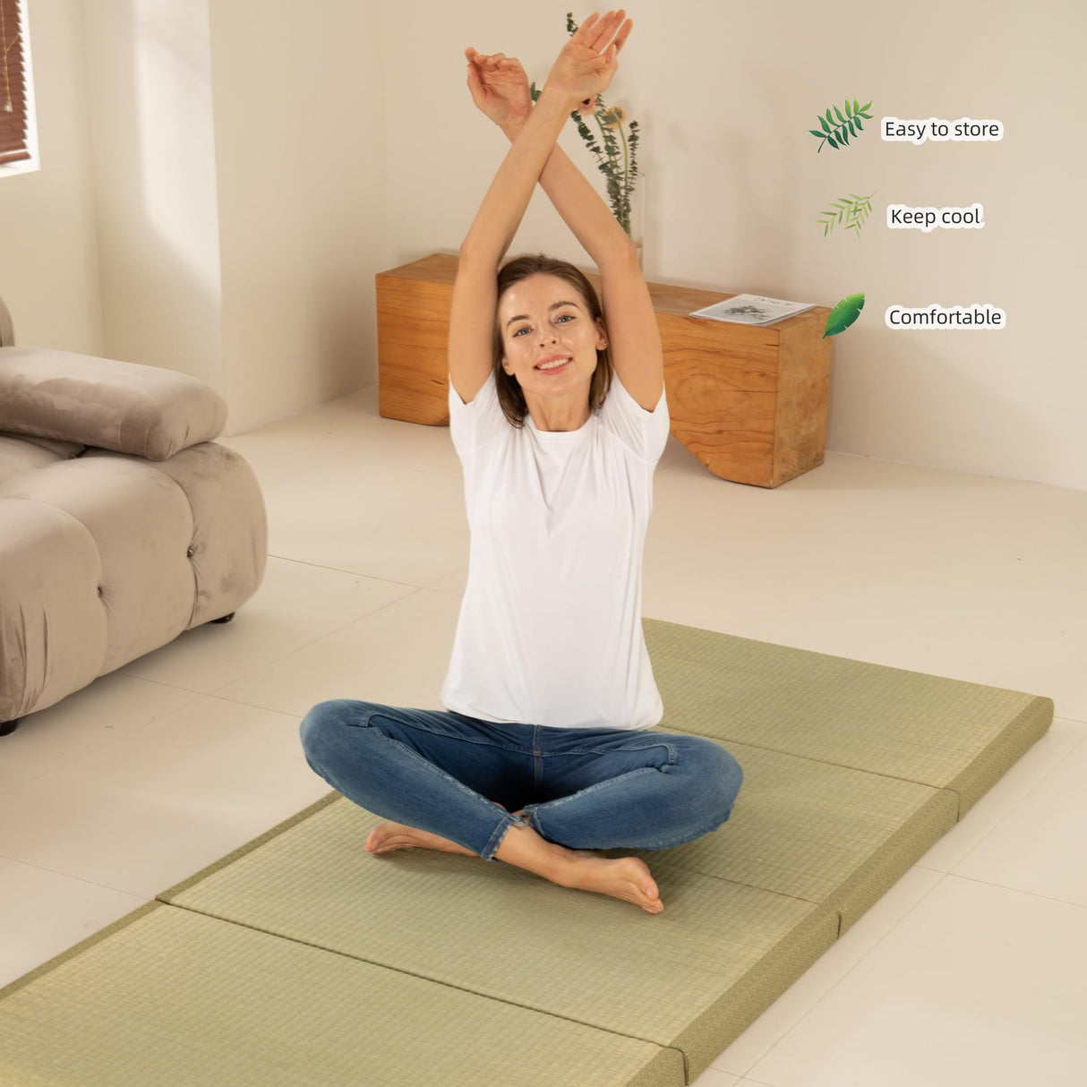 MustMat Tatami Mat Thick Japanese Floor Mattress Rush Grass Tatami Bed Twin 35.4" x 78.7" x 1.8" MustMat