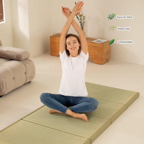 MustMat Tatami Mat Thick Japanese Floor Mattress Rush Grass Tatami Bed Twin 35.4" x 78.7" x 1.8" MustMat