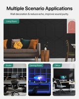 Soundsbay Sound Proof Foam Panels for Walls, 12 Pack Soundproof Wall Panels Self Adhesive, High Density Sound Proofing Panels for Walls, Home Studio, Living Room 12" X 10" X 0.4" Y-Line Black Soundsbay