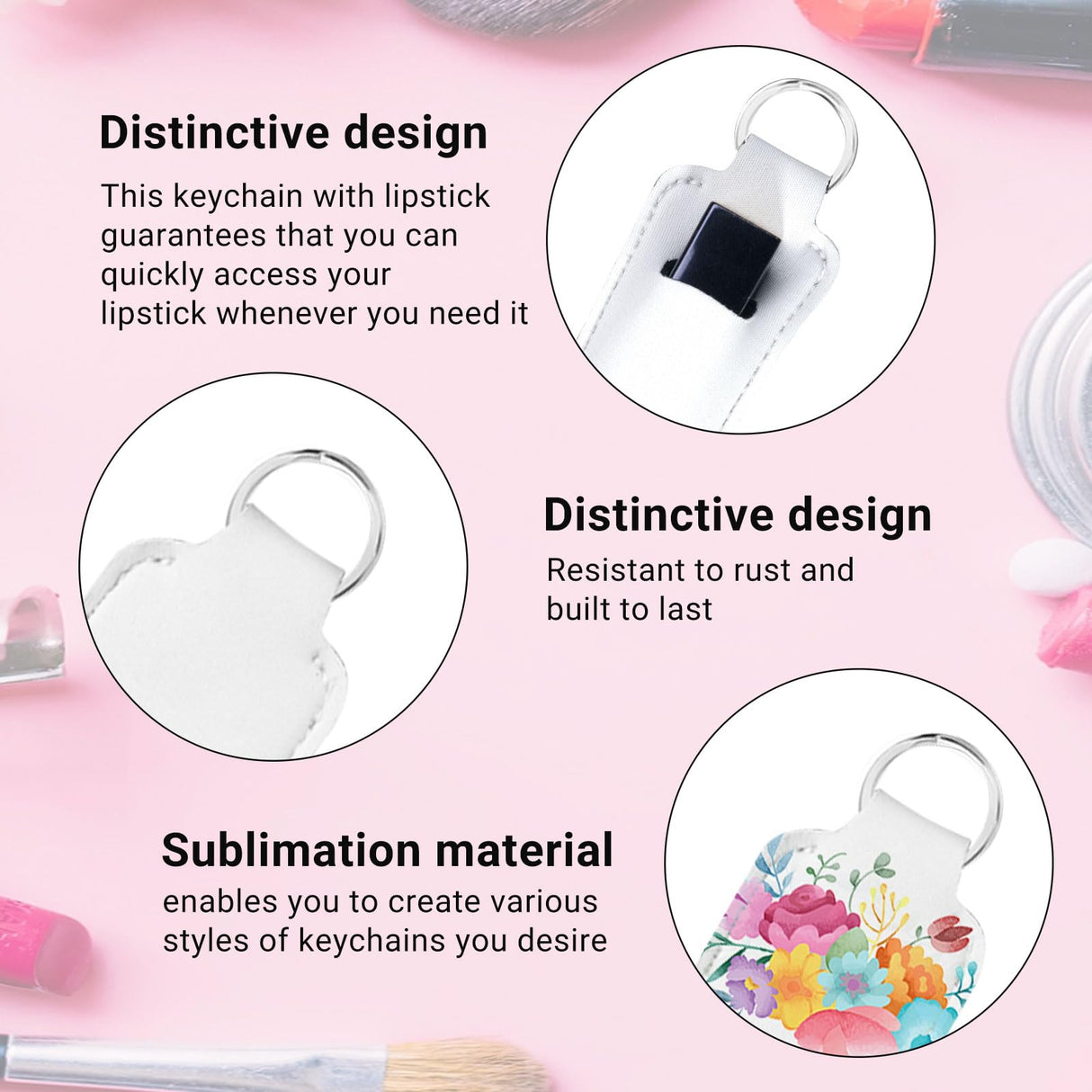 120 Pcs Sublimation Lipstick Keychain Bulk 3.94×1.57 Inch DIY Lipstick Holder Keychain with Key Ring Heat Transfer Keychain Blank Travel Keychain Small Items Organizer for Women Travel Supplies SENONAPO