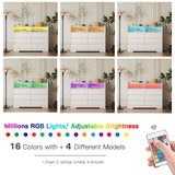 GOSROMS Dresser for Bedroom, White Bedroom Dresser with LED Lights, 6 Long Drawers Dresser, Tall Wide Chest of Drawers Storage Organizer for Bedroom, Living Room, Entryway GOSROMS
