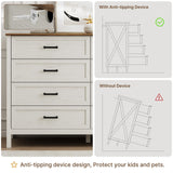 LYNSOM Farmhouse 8 Drawer Dresser for Bedroom, 55 Inch Wide Wood Rustic Chest of Drawers with X-Marking & Bar Handle, Large Storage Dressers Organizer for Bedroom, Living Room, Antique White LYNSOM