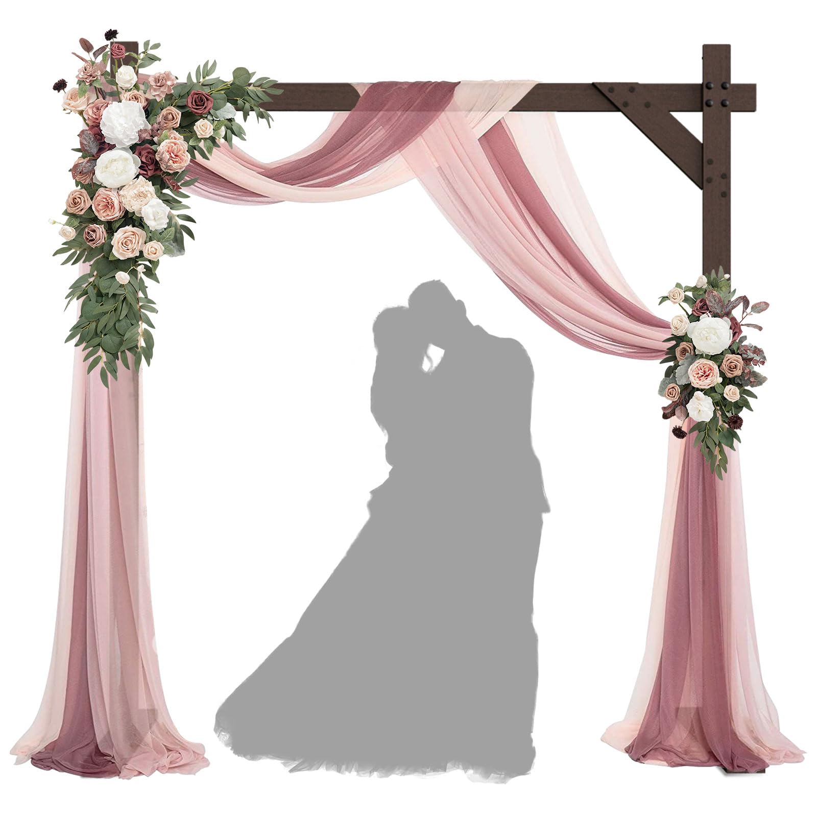 HeyMate Wedding Arch -7.48FT Square Wooden Wedding Arch for Ceremony, Wooden Arbor Backdrop Stand for Proposal Wedding Party Scene, Birthday Party, Bridal Shower, Garden, Outdoor, Rustic Deco - WoodArtSupply