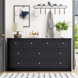 ROMMAK 10 Drawer Double Dresser for Bedroom, 59.1" Wide Dressers & Chests of Drawers with Large Capacity Storage,Black Dresser for Bedroom, Hallway,Black ROMMAK