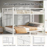 HKOLIE Queen Over Queen Bunk Bed, Metal Bunk Bed Frame Heavy Duty Bunk Beds Loft Bed Frame with Ladder and Guardrail Metal Slats No Box Spring Required for Adults Teens, White HKOLIE