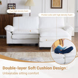 VINGLI 86" Cloud Corduroy Sectional Sofa, Comfy L-Shaped Extra Deep Seat Sofa Couch for Living Room,Modern 2-Seat Convertible Loveseat Sofa with Ottoman for Small Space(White) VINGLI
