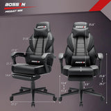 BOSSIN Gaming Chair with Massage, Ergonomic Heavy Duty Design with Footrest and Lumbar Support, Large Size Cushion High Back Office Chair, Big and Tall Gaming Computer Chair for Kids BOSSIN