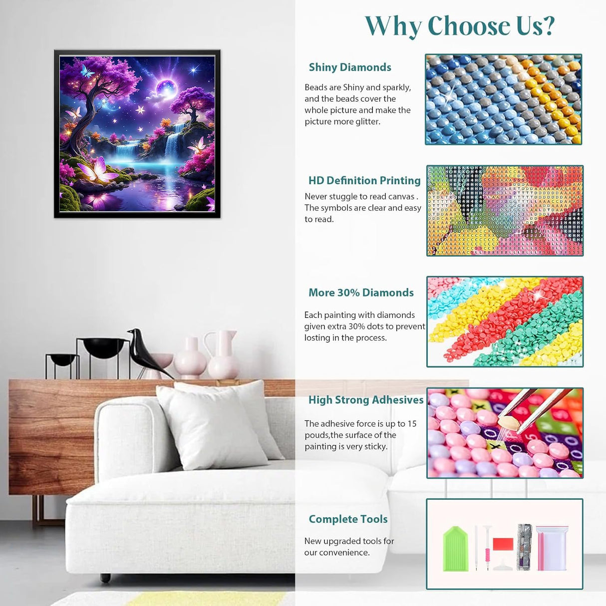 Lophomie Diamond Art Kits for Adults, 5D DIY Purple Landscape Diamond Painting Kits for Adults Beginners, Diamond Dots Kits Gem Arts Crafts for Home Wall Decor 14x14 Inch Lophomie