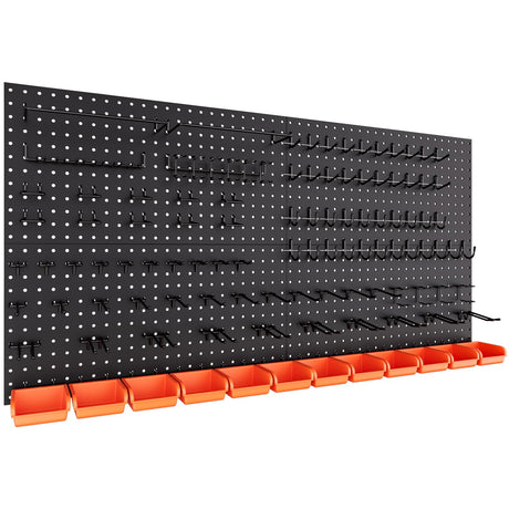 INCLY 48x24 Inch Metal Peg Board Kit with 1/4" Pegboard Hooks Accessories, 4PCS Pegboard Panels and 156PCS Black Pegboard Wall Organizer Tool Storage System for Garage Workbench Shed INCLY
