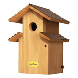 Cedar Comfy Mansion Bluebird House for Outside,2 Layers Metal Roof Water Proof, Outdoor Lifetime Durability Solid Cedar Wood Bird House for Pole, Secure Latch, Updated 1.5" Hole Size CEDAR ALPHA
