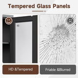 PEUKC Display Cabinet with Glass Doors, 67-inch Curio Cabinets with 4 Adjustable Shelves, HD&Tempered Glass Cabinet Display Case for Home, Office, Clinic, Pantry, Assemble Required, Black PEUKC