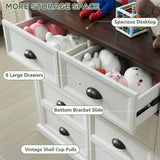 IFGET Farmhouse 8 Drawer Dresser for Bedroom, Tall Chest of Drawers, Chest of Drawers Organizer Storage, Wood Rustic Bedroom Dresser for Closet, Living Room, Hallway, White IFGET