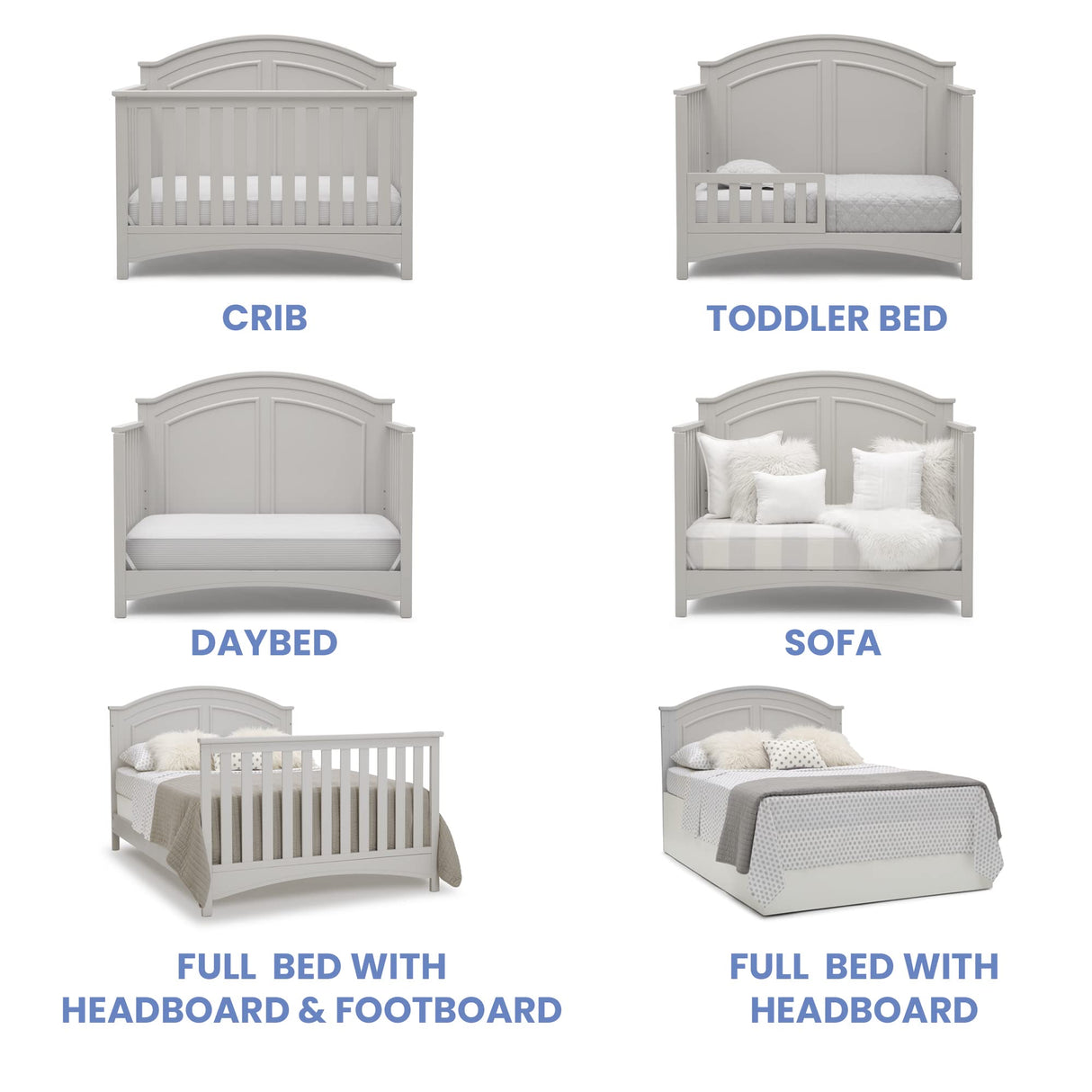 Delta Children Perry 6-in-1 Convertible Crib - Greenguard Gold Certified, Moonstruck Grey Delta Children