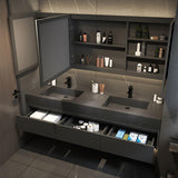 ZGNBSD Bathroom Vanity with Sink - Floating Bathroom Vanity | Wall Mount | Modern Bathroom Vanity with LED Smart Defogging Medicine Cabinet | Solid Wood Bathroom Vanity (Double Sink,60") ZGNBSD