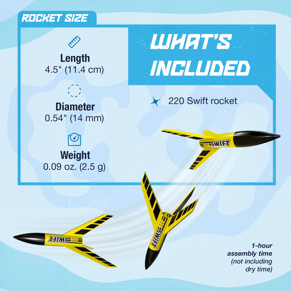 Estes 810 220 Swift Rocket-Building Kit, Intermediate Mini Flying-Rocket-Model Kit for Ages 10+ Estes