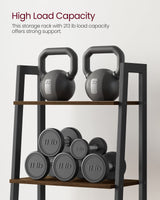 VASAGLE Ladder Shelf, 4-Tier Bookshelf, Storage Rack, Bookcase with Steel Frame, for Living Room, Home Office, Kitchen, Bedroom, Industrial Style, Rustic Dark Brown and Black ULLS44BF VASAGLE