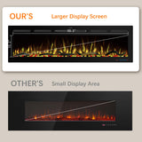 Kentsky 60" WiFi Electric Fireplace Inserts, Recessed and Wall Mounted Fireplace Heater W/Adjustable Flame Color & Brightness, Thermostat, 9H Timer, App and Remote Control, Low Noise, 750/1500W Kentsky