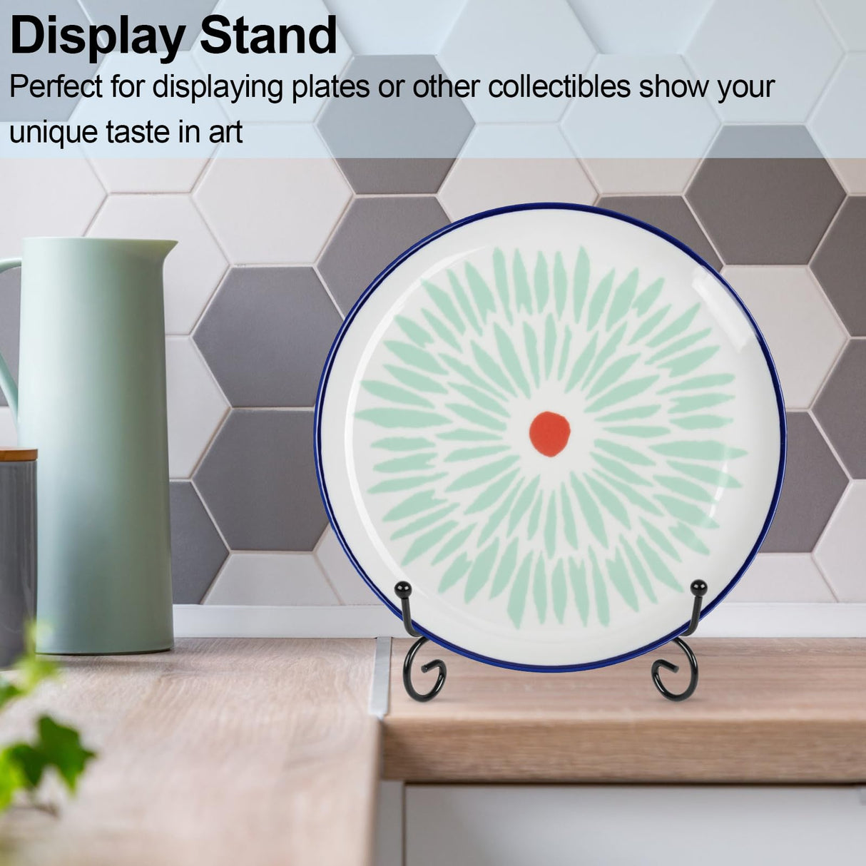 vivinin 4 Pack Plate Stands For Display,Plate Holder 6 '',Picture Frame Stand of Metal,Frame and Artworks,Small Easel for Book,Tabletop Art,Picture,Photo Platter,black (21ZSJ0001) vivinin