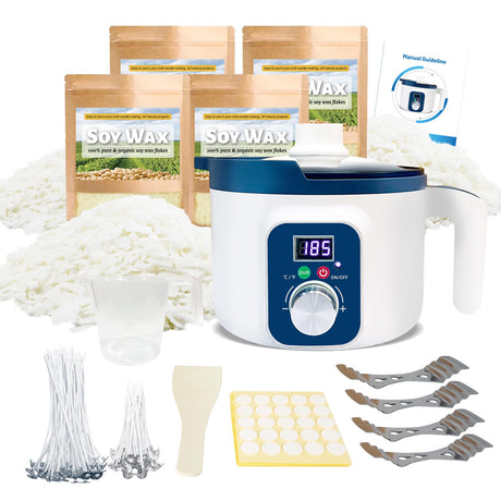Soy Wax Candle Making Kit with Digital Wax Melter, Natural 4lb Soyawax for Candle Makingt to Make Your Own Candles Handnatur
