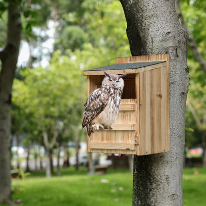 Owl House Wooden Building Kit for Adults Prebuilt Owl Box for Outside Premium Wooden Bird House Kit with Owl Box Cedar Shavings&Screws Included Owl Nesting Box,Barn Owl,Screech Owl Houses