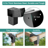Antsky 15° Wall Pergola Kits - Stainless Steel 15 Degrees Wall Mounts pergola for 4x4 Posts(Actual 3.6" X 3.6"), Roof Bracket Kit, Angled Pergola Construction Pergola Bracket Kit(3-Way) Antsky