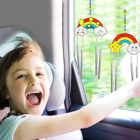 Winlyn 24 Sets Rainbow Suncatchers Ornaments Decorations DIY Window Paint Art Suncatchers Craft Kits Hanging Rainbow Sun Catchers for Kids Spring Summer Home Classroom Party Activity Art Project Winlyn
