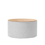 HomePop Storage Ottoman with Wood Grain Top - Light Gray Textured Woven HomePop