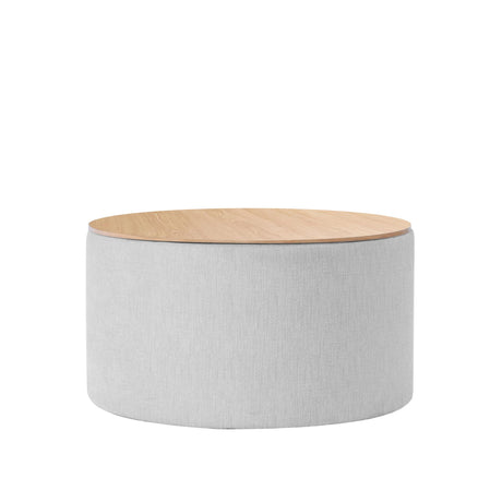 HomePop Storage Ottoman with Wood Grain Top - Light Gray Textured Woven HomePop