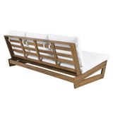 Christopher Knight Home Wicos Modern Acacia Wood Outdoor Sofa with Cushion, Wood Patio Sofa Chair Armless Design, Garden Backyard Outdoor Lounge Sofa Couch with Water-Resistant Cushion, Teak+White Christopher Knight Home