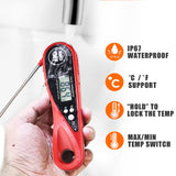 Sangaotian Digital Meat Thermometer, Instant Read Cooking Thermometer with Backlight, Magnet, Waterproof & Foldable, Fast & Precise, Ideal for Deep Fry, BBQ & Roast Turkey,Red sangaotian
