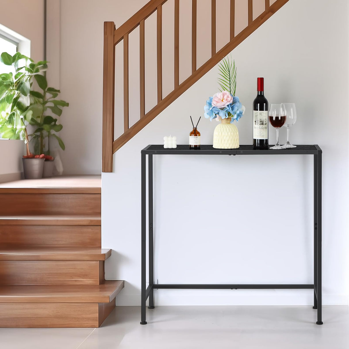 Console Table for Entryway Small Tables, Black Narrow Console Hallway Table Living Room Furniture, Thin Side Table Back of Sofa Skinny Behind Couch Table, Entrance Table for Entryway Foyer Bedroom NOVIMANGO