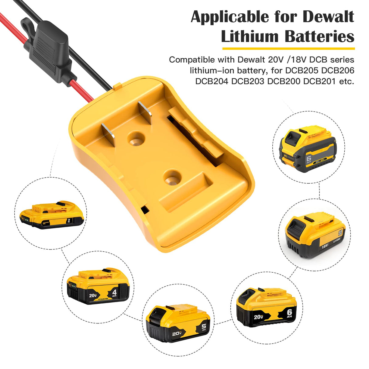 2 Packs Power Wheel Adapter for Dewalt 20V Battery Adapter Power Wheels Battery Converter Kit with Fuses & Wire Terminals, 12AWG Wire, Power Connector for DIY Rc Car Toys, Robotics and Rc Truck CHoiKWong