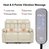 MCombo 61" Zero Gravity Power Loveseat Recliner with Heat and Vibration Massage, Reclining Loveseat Sofa with USB Ports, Cup Holders for Living Room, Faux Leather 6075 (Cream White) MCombo